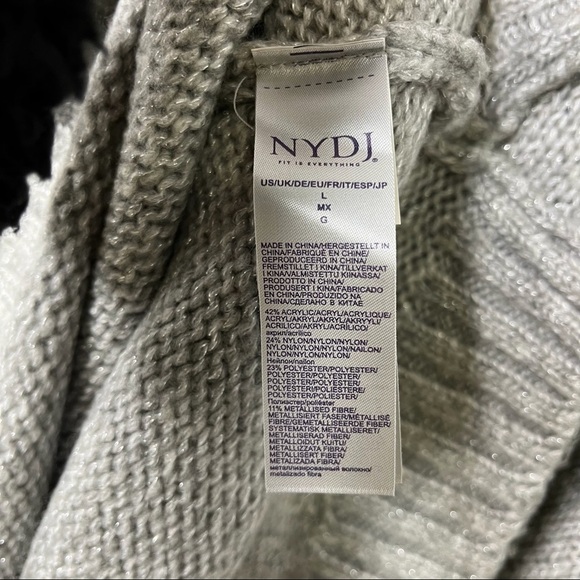 NYDJ Metallic Balloon Sleeve Sweater Heather Grey Size Large Ballet Neck - Picture 12 of 12